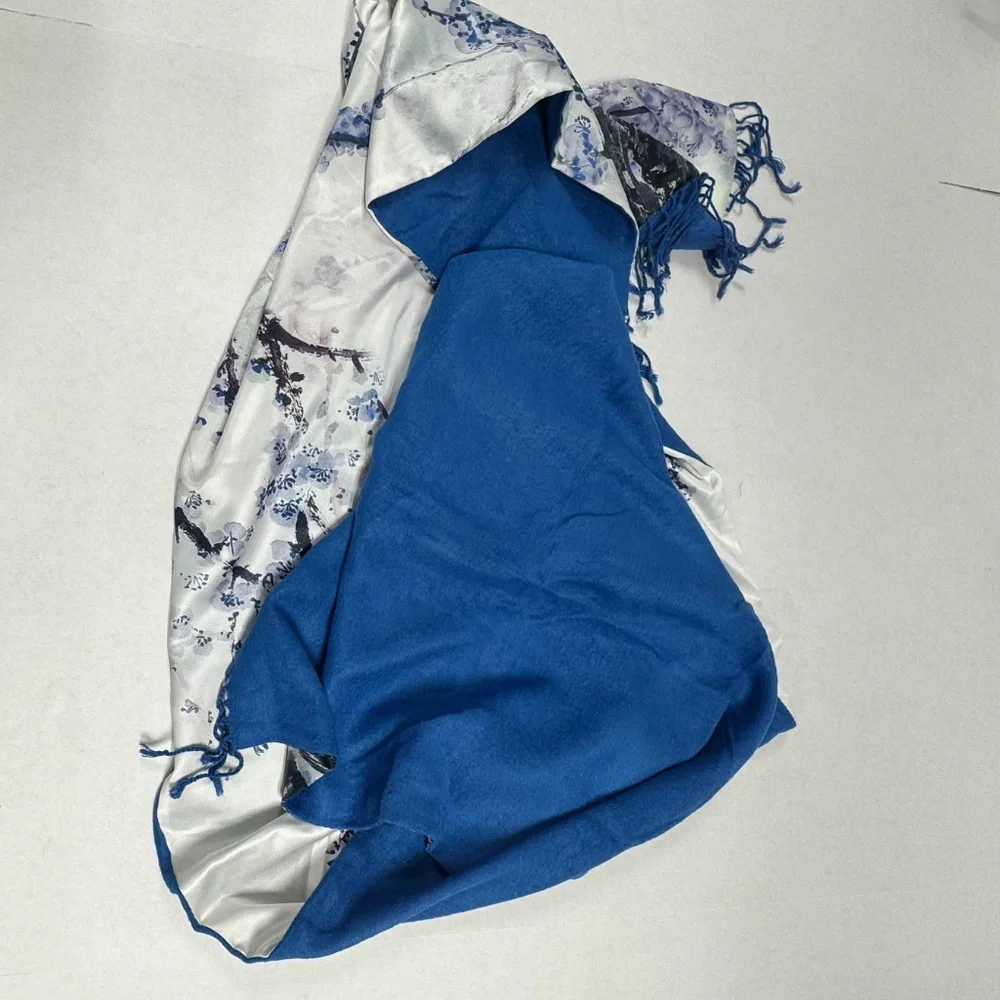 Oriental Floral/Plum‎ Blossom Print With Frindges Edges Scarf - 68